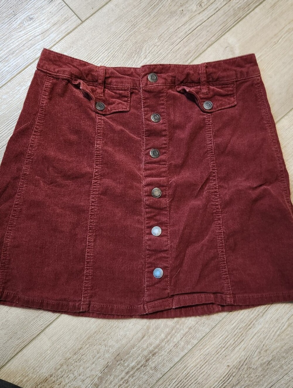 Mossimo Supply Co. Button-Front Mini Skirt in Wine